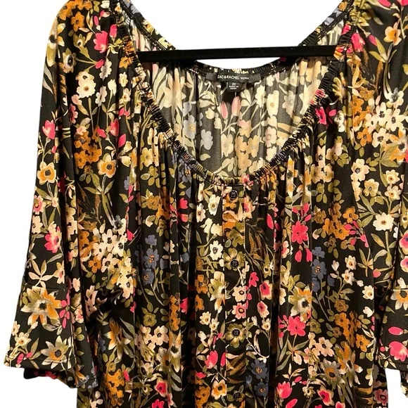 Zac&Rachel top size 3X floral feminine festival bohemian cottagecore casual - Picture 2 of 7